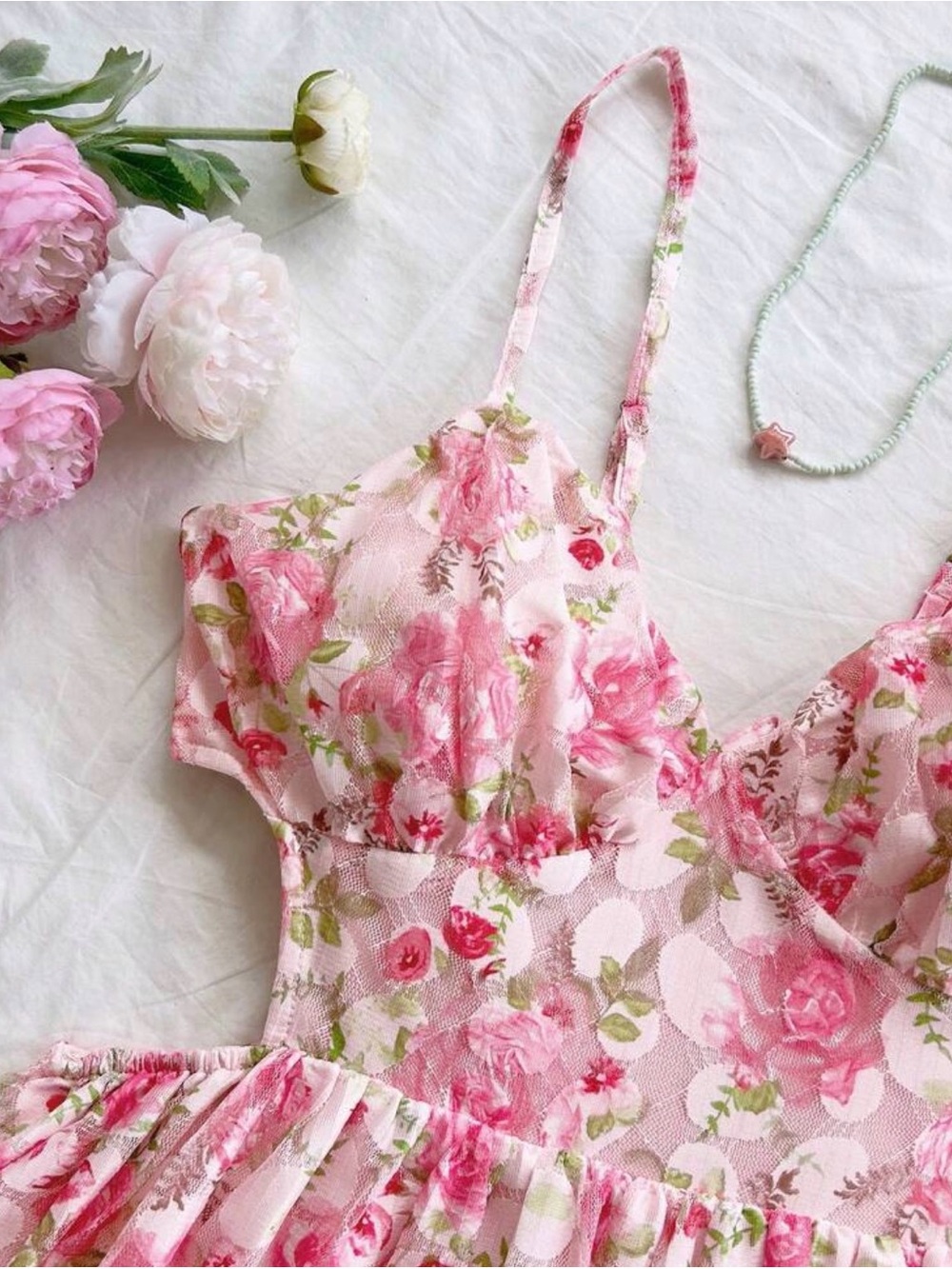 Pink Floral Ruffled Sundress - Picture 4 of 7